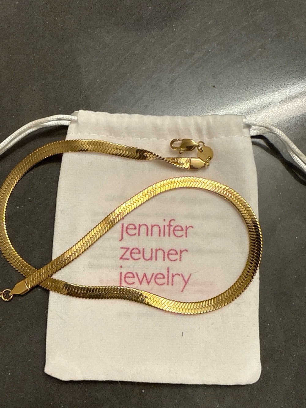 Jennifer Zeuner Gold Herringbone Necklace - Polished Gold Chain
